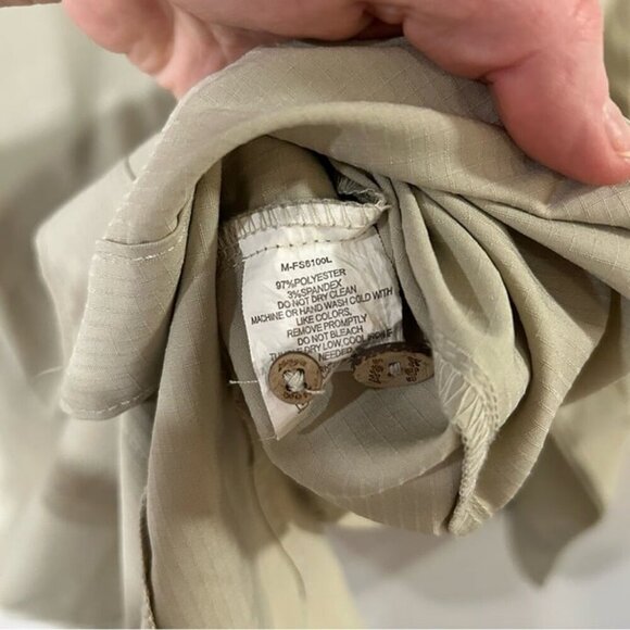 Mojo Men’s Tan Green Casual Button Down Fishing Shirt Outdoor Breathable Large - Picture 3 of 5